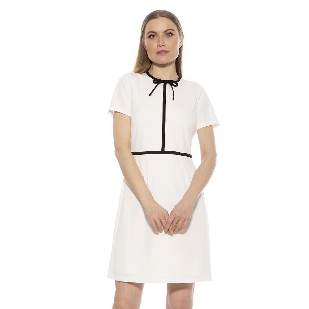 Women's ALEXIA ADMOR Eira Short Sleeve Fit and Flare Dress, Size: Small, Ivory Product Image