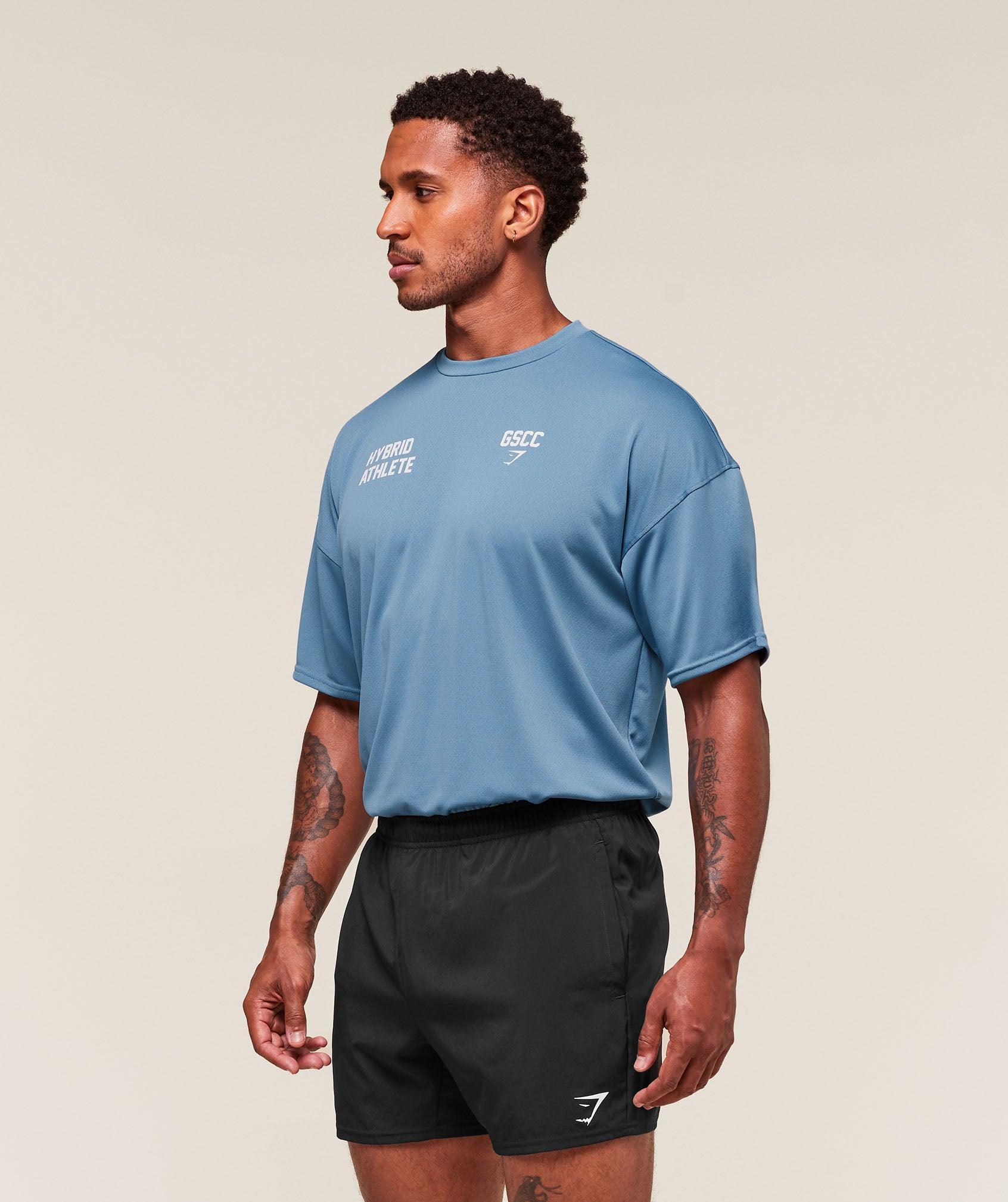Gymshark Hybrid Athlete T-Shirt - Classic Blue Male Product Image