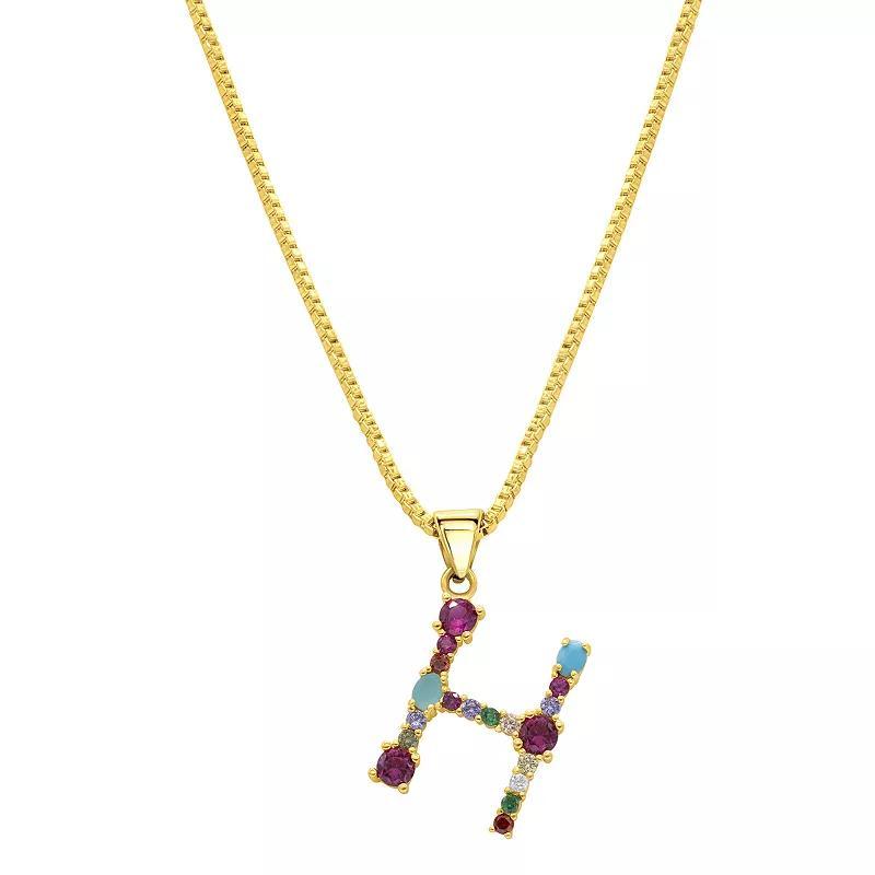 Adornia Gold Tone Multi Color Cubic Zirconia Initial Necklace, Womens Product Image