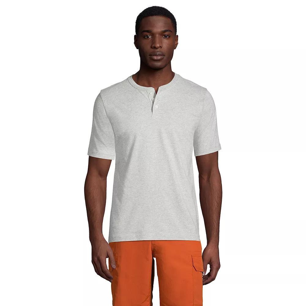 Men's Lands' End Classic-Fit Super-T Henley, Size: Medium, Gray Grey Product Image