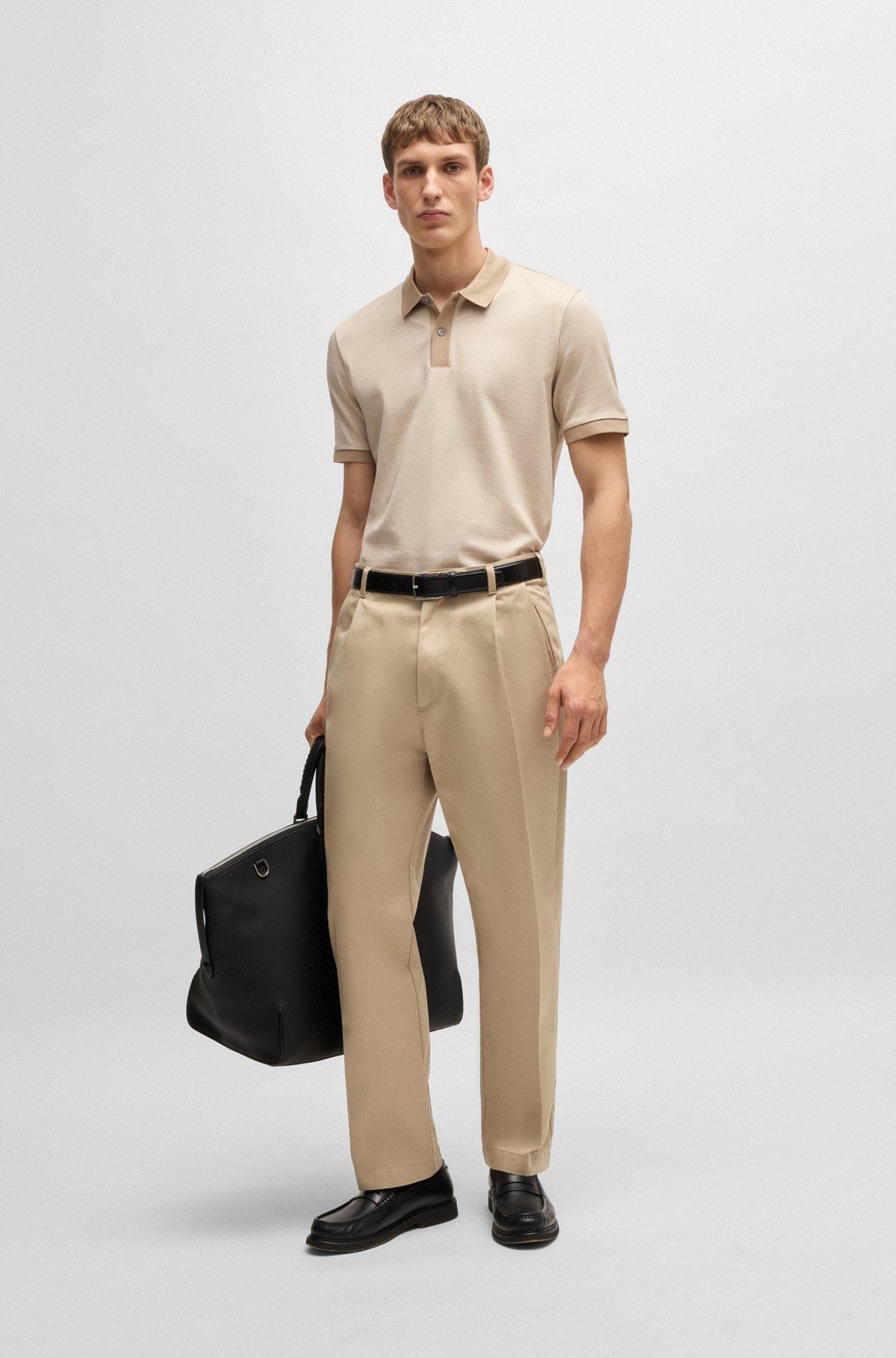 Mercerized-cotton polo shirt with micro pattern Product Image