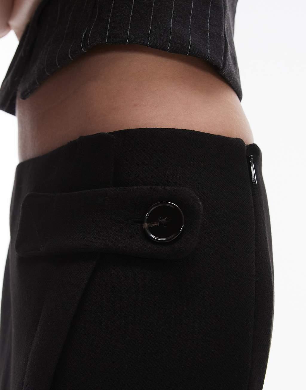 Mango button tab mini skirt in black Product Image