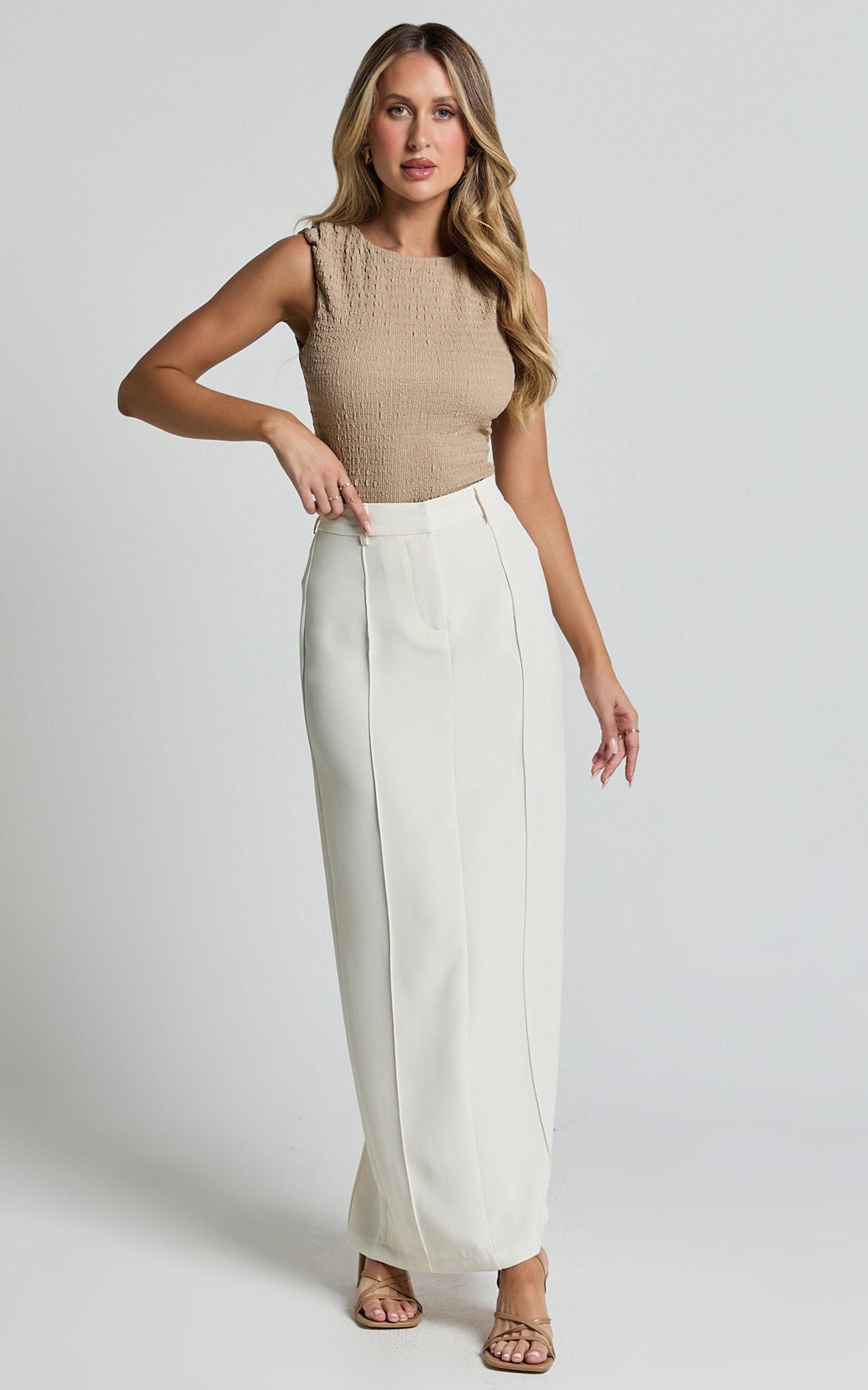 Sadie Top - Sleeveless Textured Jersey Top in Sand Product Image