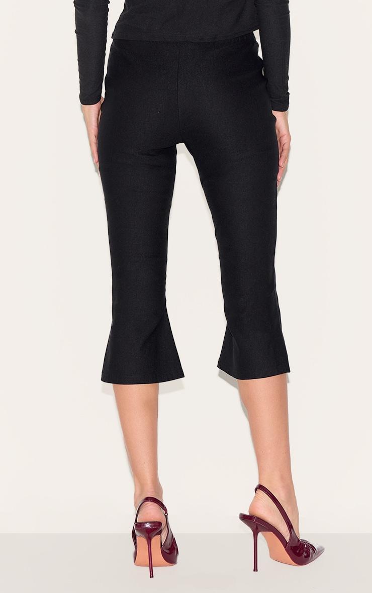 Black Stretch Woven Flared Capri Leggings Product Image