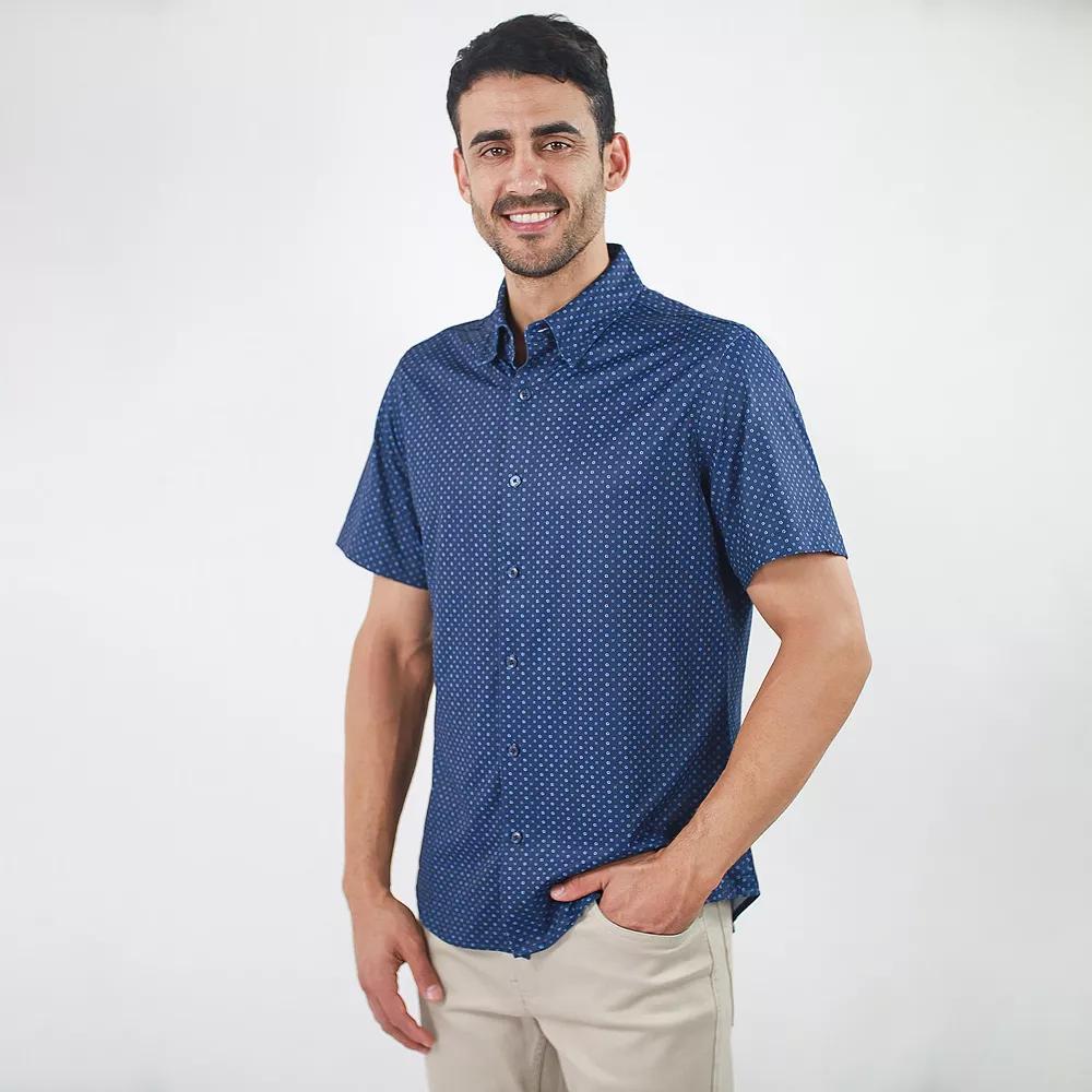 Men's JACHS NY Short Sleeve 4-Way Stretch Knit Performance Shirt, Size: Medium, Light Blue Product Image