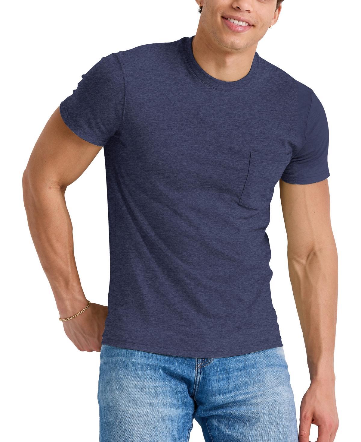 Hanes Originals Mens Cotton Pocket T-Shirt Athletic Navy Heather S Product Image
