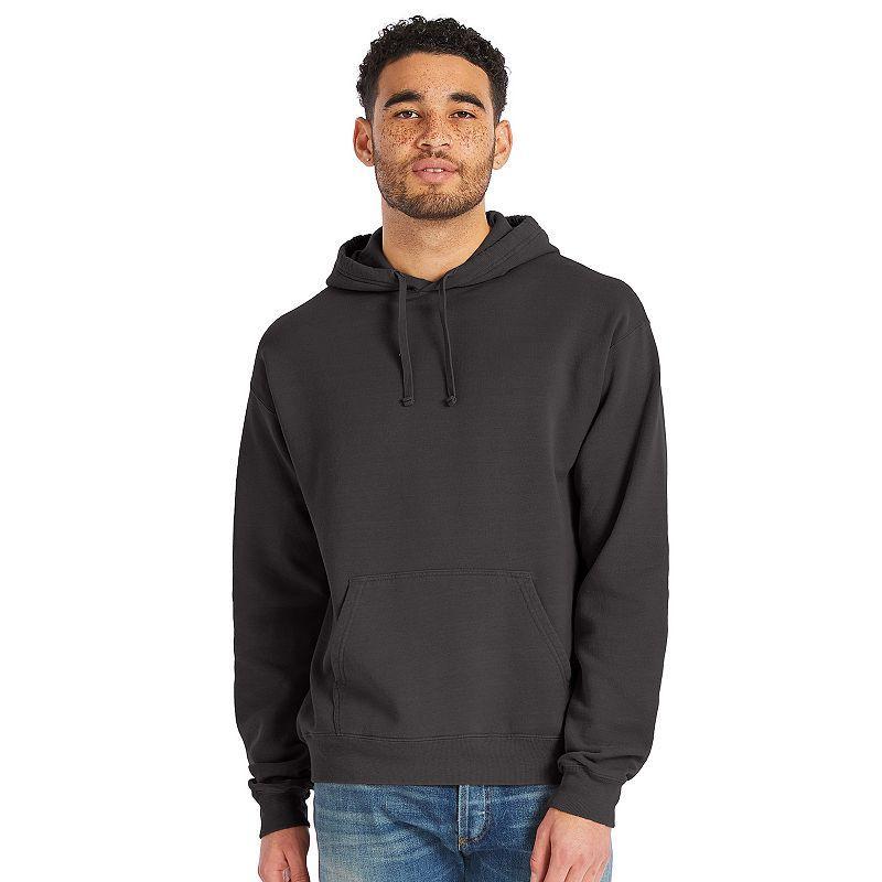 Hanes Mens Garment Dyed Fleece Hoodie Concrete Gray L Product Image