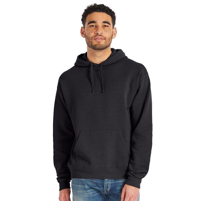 Hanes Mens Garment Dyed Fleece Hoodie Concrete Gray L Product Image