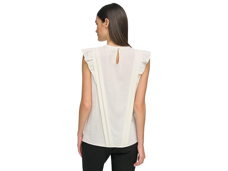 Tommy Hilfiger Sleeveless Ruffle Blouse (Ivory) Women's Clothing Product Image