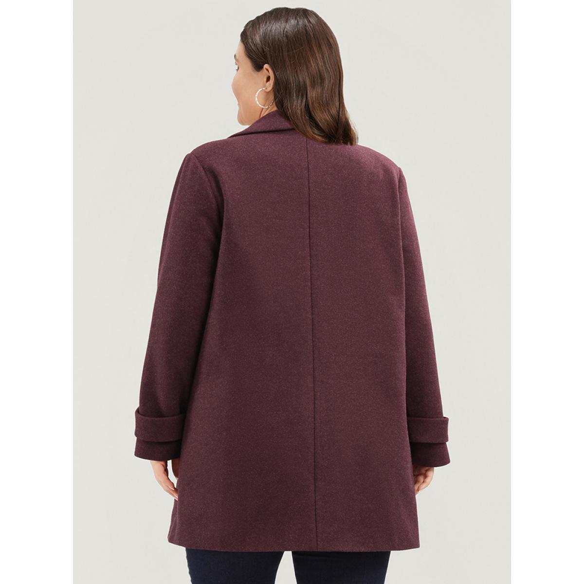 Plus Size Solid Suit Collar Pocket Double Breasted Blazer Women Burgundy Casual Double-Breasted Ladies Dailywear Winter Coats BloomChic 22-24/3X Product Image