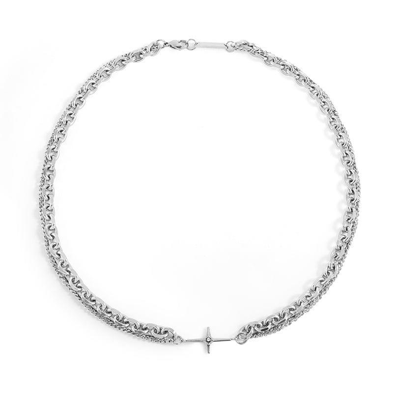 DOUBLE CHAIN CROSS NECKLACE Product Image