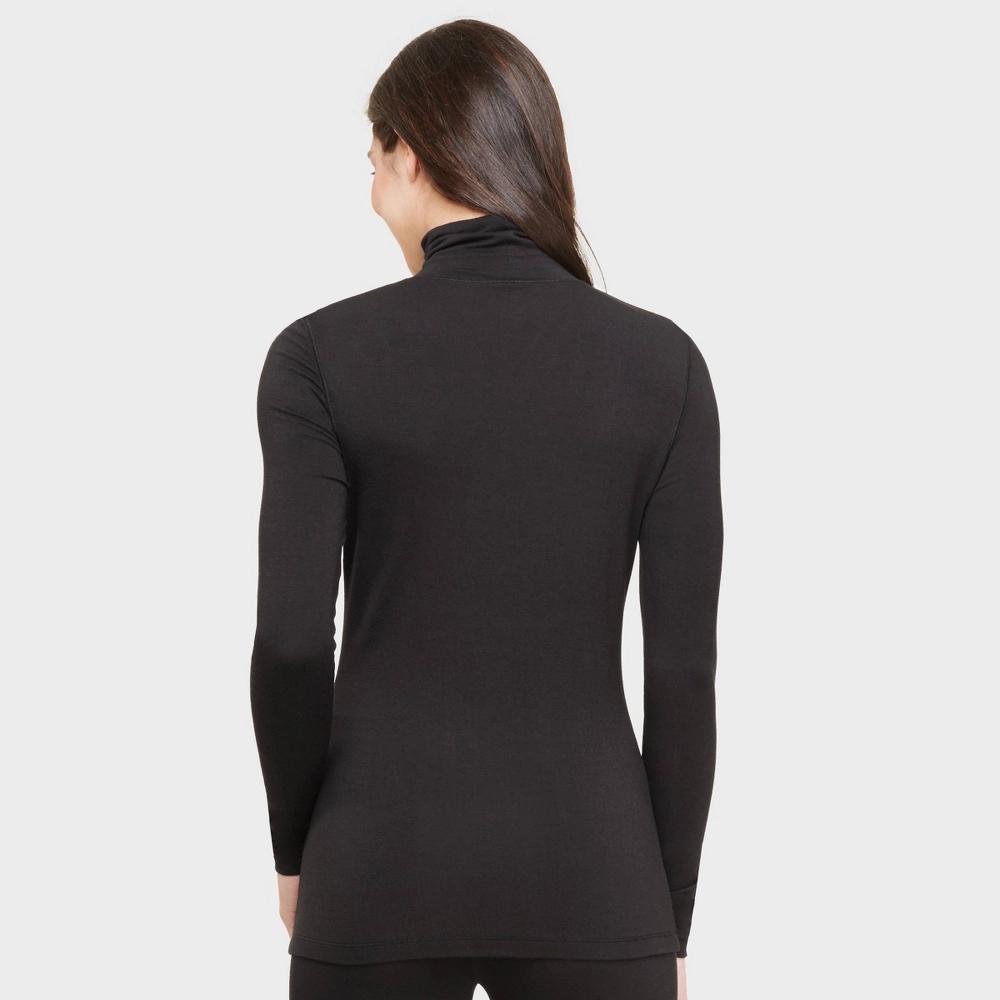 Warm Essentials by Cuddl Duds Womens Smooth Stretch Thermal Turtleneck Top - Black Product Image