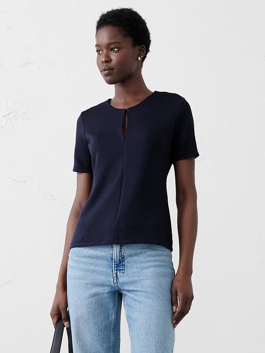 Soft Touch Scuba Crew-Neck Top Product Image