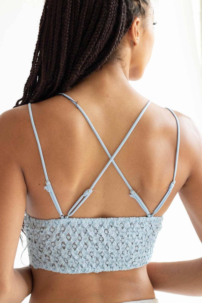 Blue Lace Cross Back Bralette Product Image