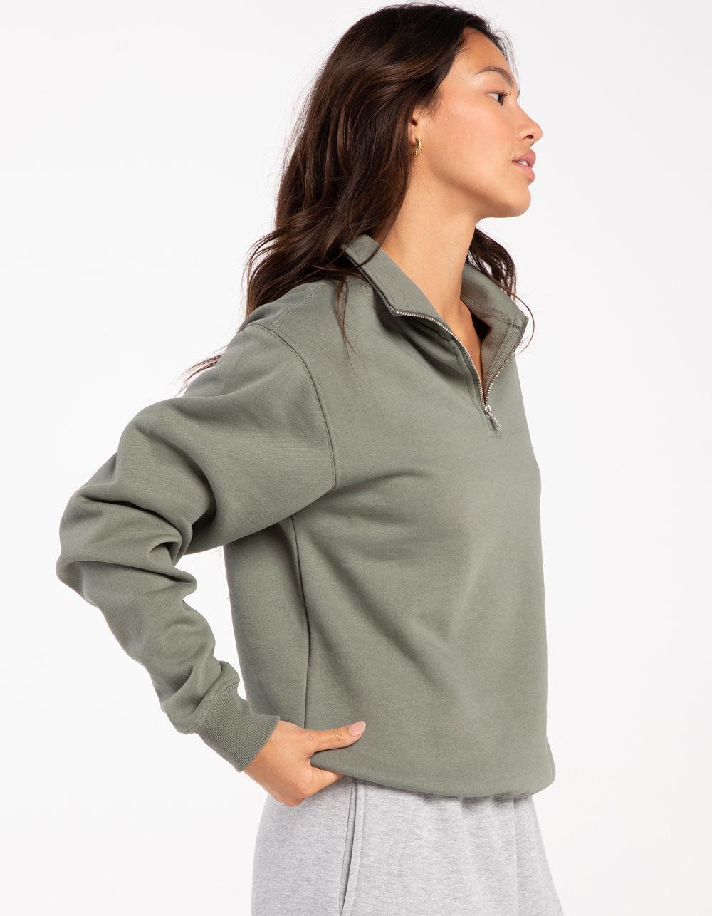 TILLYS Quarter Zip Womens Sweatshirt - BLUE Product Image