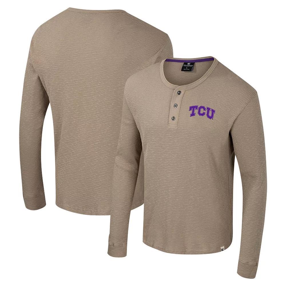 Men's Colosseum  Tan TCU Horned Frogs Great Outdoors Henley Long Sleeve Shirt, Size: 2XL, Team Product Image