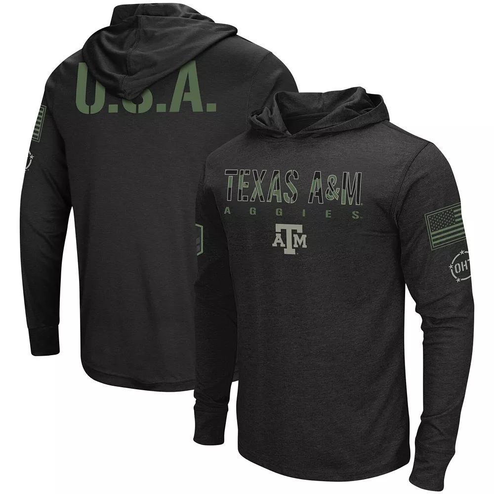 Men's Colosseum Black Texas A&M Aggies Big & Tall OHT Military Appreciation Tango Long Sleeve Hoodie T-Shirt, Size: 2XLT Product Image