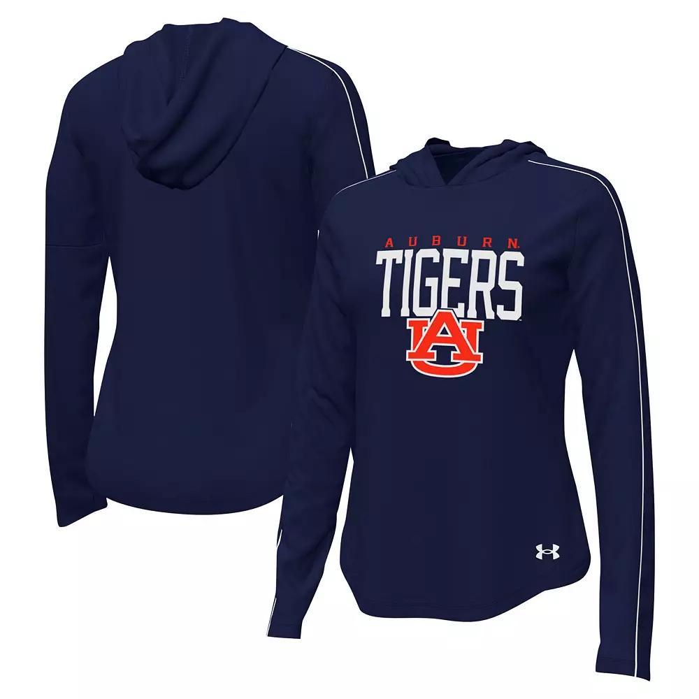 Women's Under Armour Navy Auburn Tigers Gameday Knockout Long Sleeve Hooded T-Shirt, Size: 2XL, Blue Product Image
