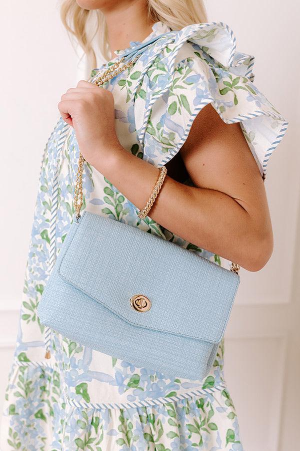 The Grace Faux Leather Crossbody in Sky Blue Product Image