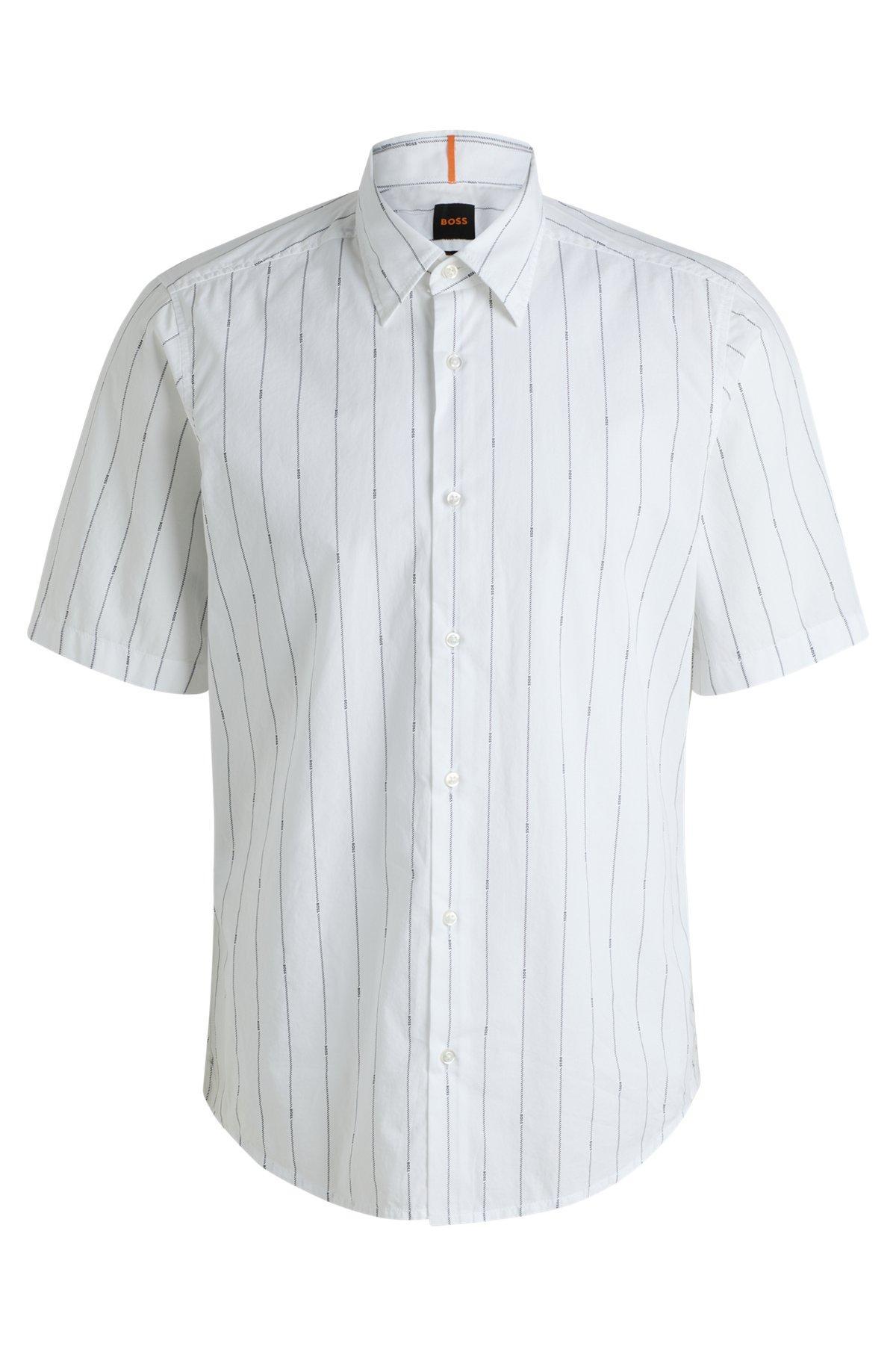 Regular-fit shirt in printed cotton poplin Product Image