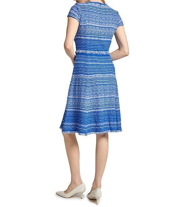 MISOOK Tweed Knit Round Neck Cap Sleeve Fit-And-Flare Dress Product Image