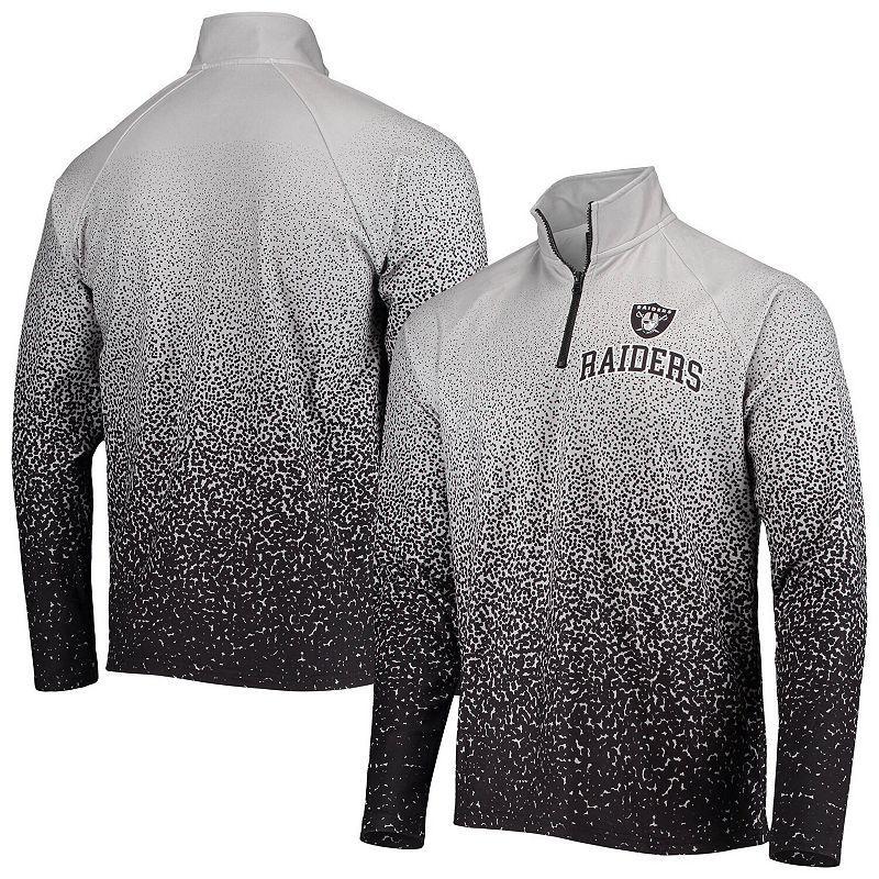 Mens FOCO Silver/Black Las Vegas Raiders Gradient Raglan Quarter-Zip Jacket Product Image