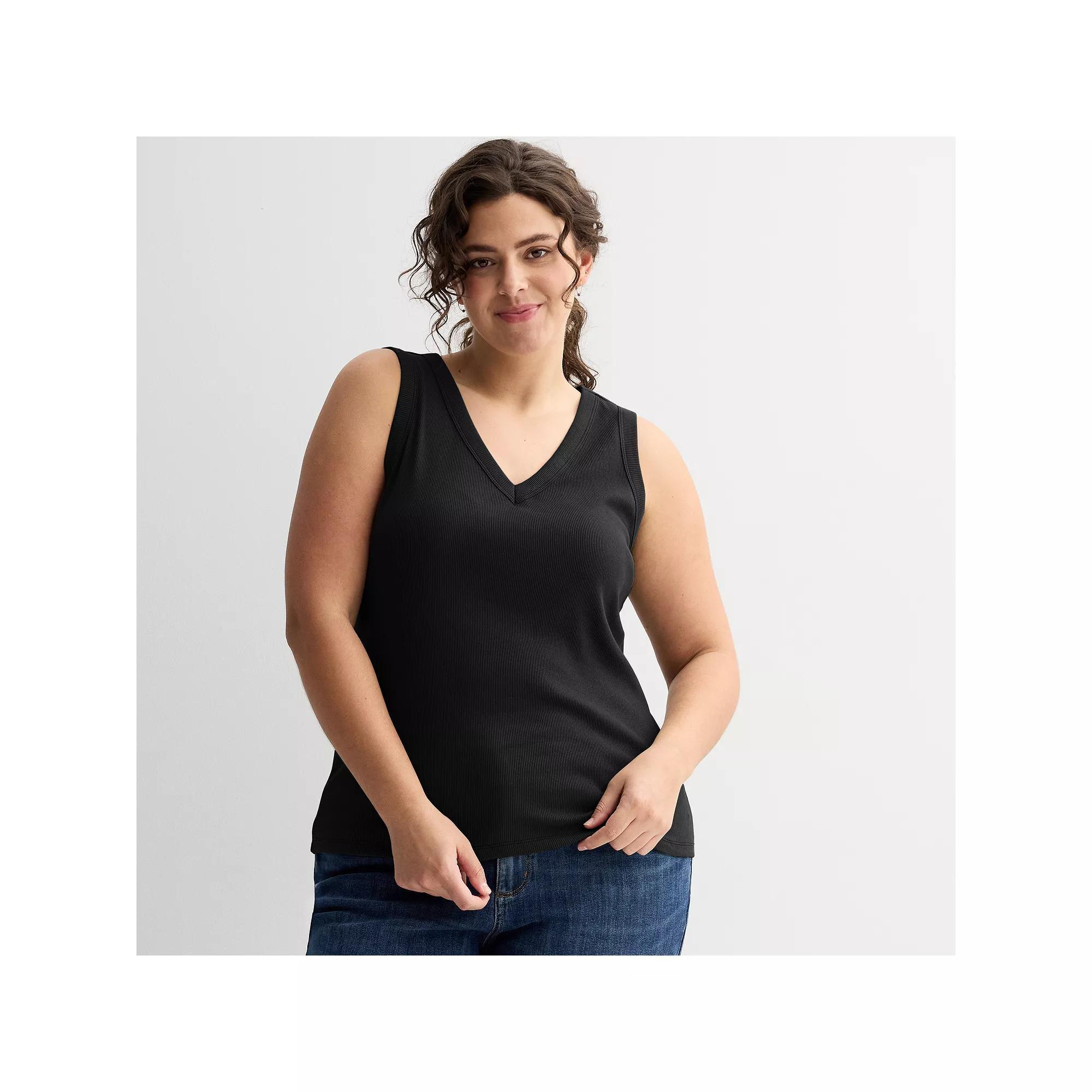 Plus Size Sonoma Goods For Life® Ribbed V-Neck Tank Top, Women's, Size: 4XL, Peri Phlox Product Image