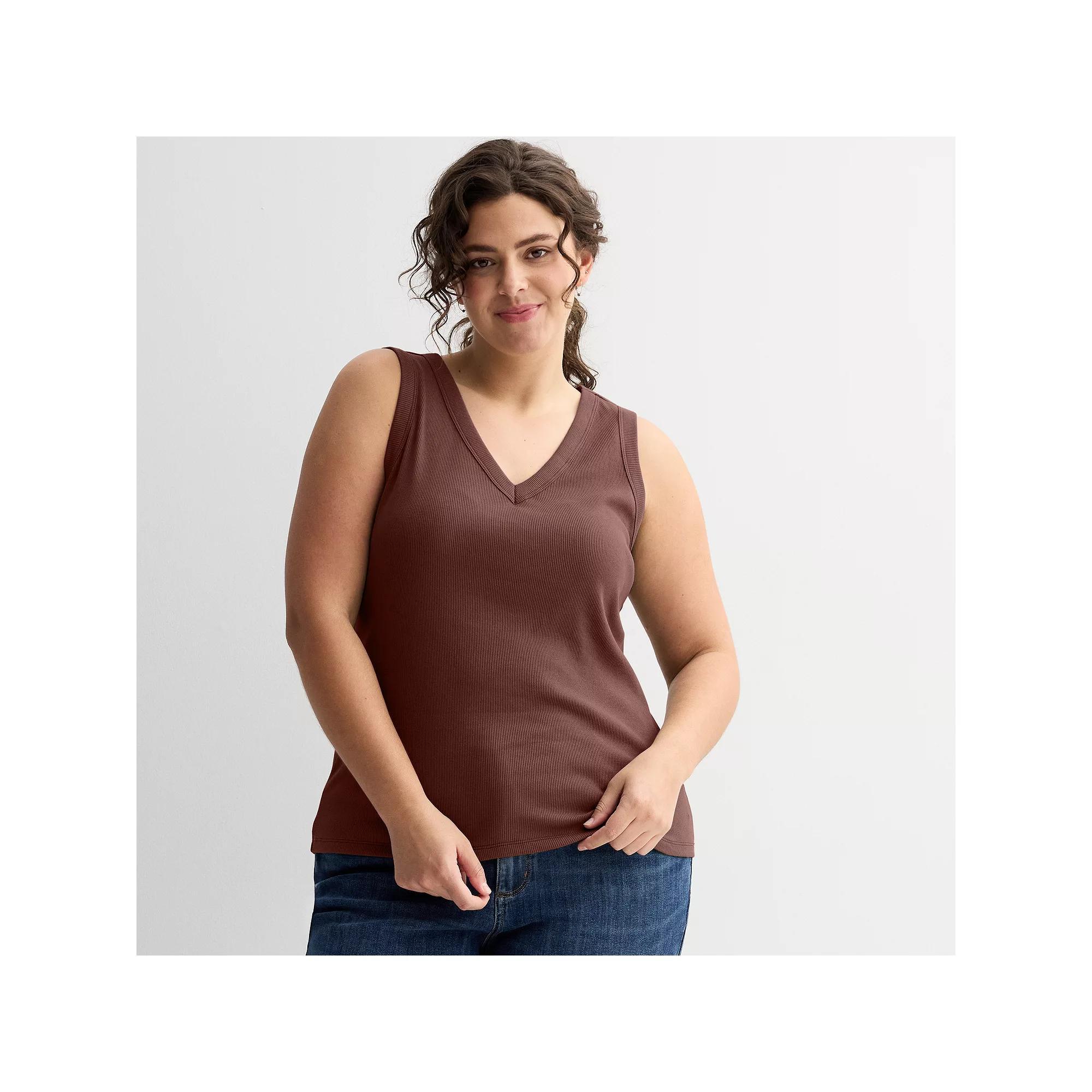 Plus Size Sonoma Goods For Life® Ribbed V-Neck Tank Top, Women's, Size: 4XL, Peri Phlox Product Image