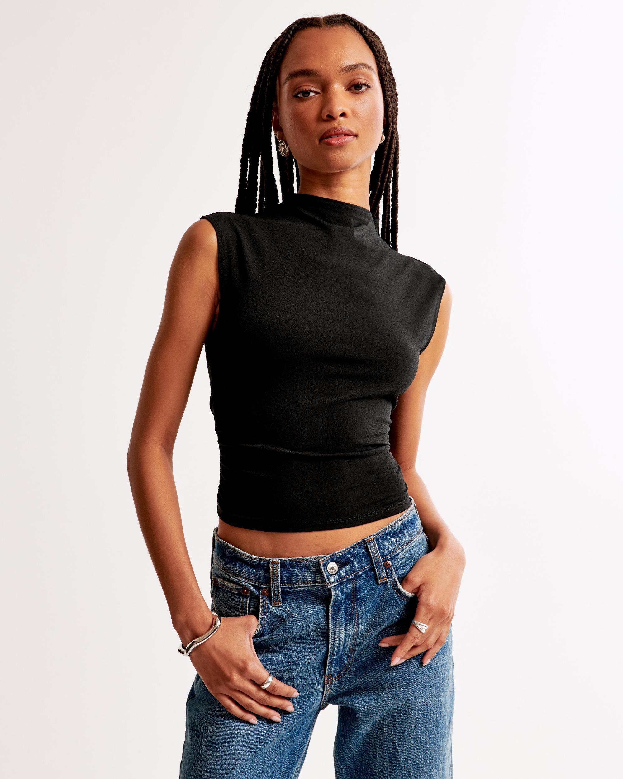 Long-Sleeve Grown-On Mockneck Top Product Image