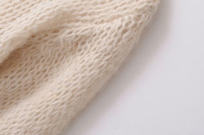 Bell Sleeve V-Neck Plain Tie Front Cardigan Product Image