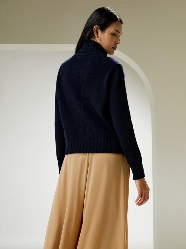 Turtleneck Sweater with Rib Hemline Product Image