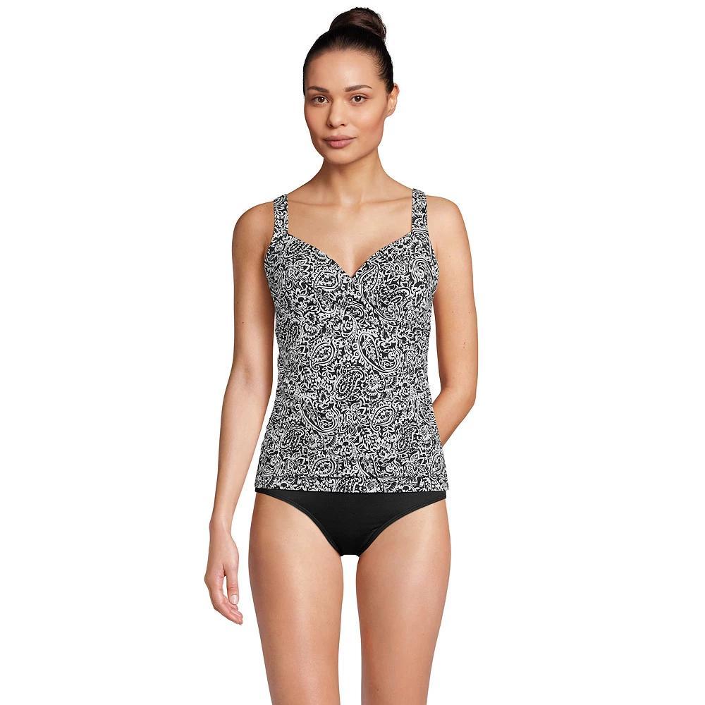 Women's Lands' End Surplice Underwire Tankini Swimsuit Top, Size: 4, Black White Paisley Product Image