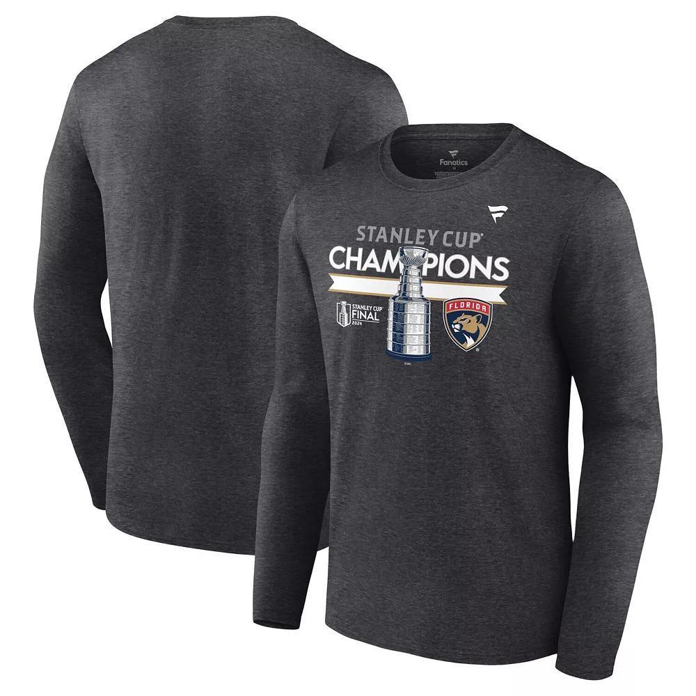 Mens Fanatics Heather Charcoal Florida Panthers 2024 Stanley Cup Champions Locker Room Long Sleeve T-Shirt Product Image