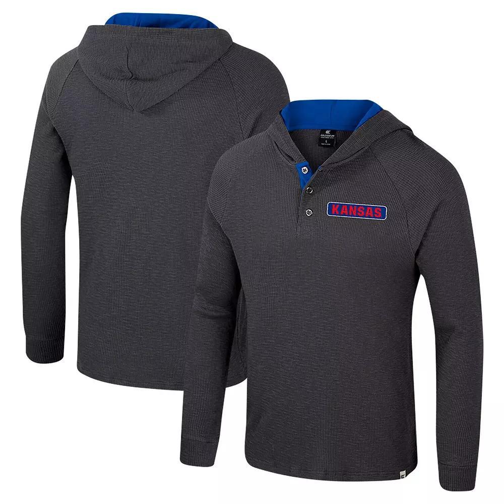 Men's Colosseum  Charcoal LSU Tigers Dujour Ralgan Long Sleeve Henley Hoodie T-Shirt, Size: Large Product Image