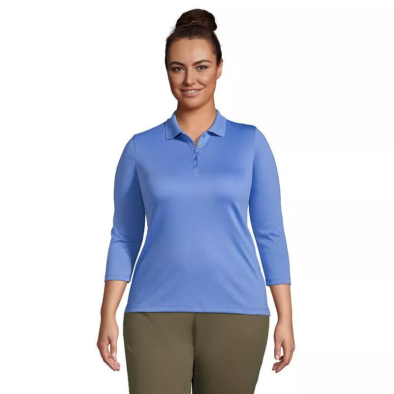 Plus Size Lands' End Long Sleeve Supima Cotton Polo Shirt, Women's, Size: 1XL, White Product Image