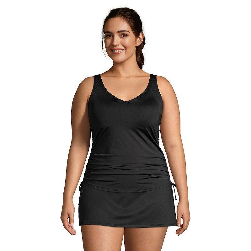 Womens Lands End Ruched UPF 50 Underwire DD-Cup Tankini Swim Top Deep Blue Product Image