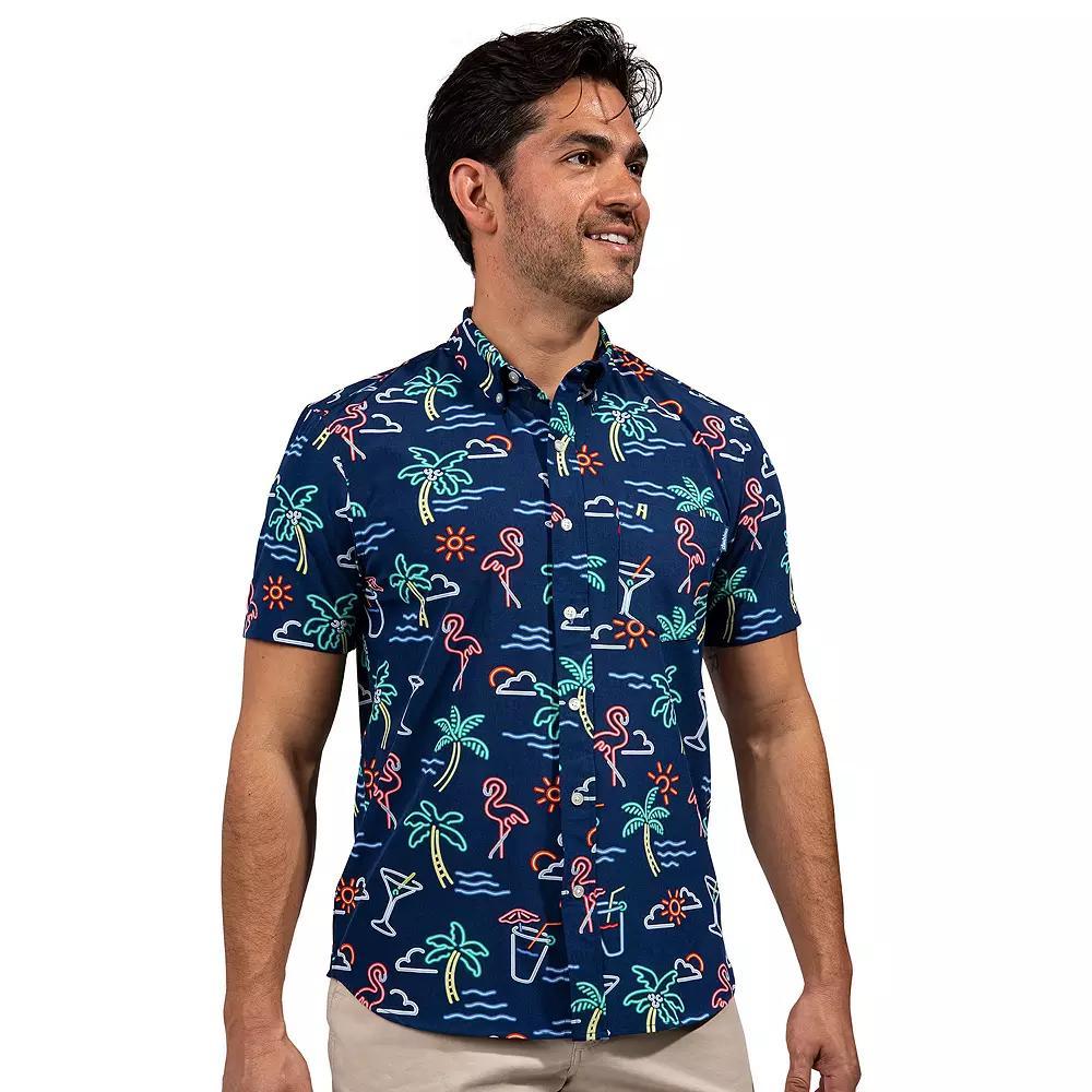 Men's Chubbies Short Sleeve Button Down Shirt, Size: Large, Blue Neon Product Image