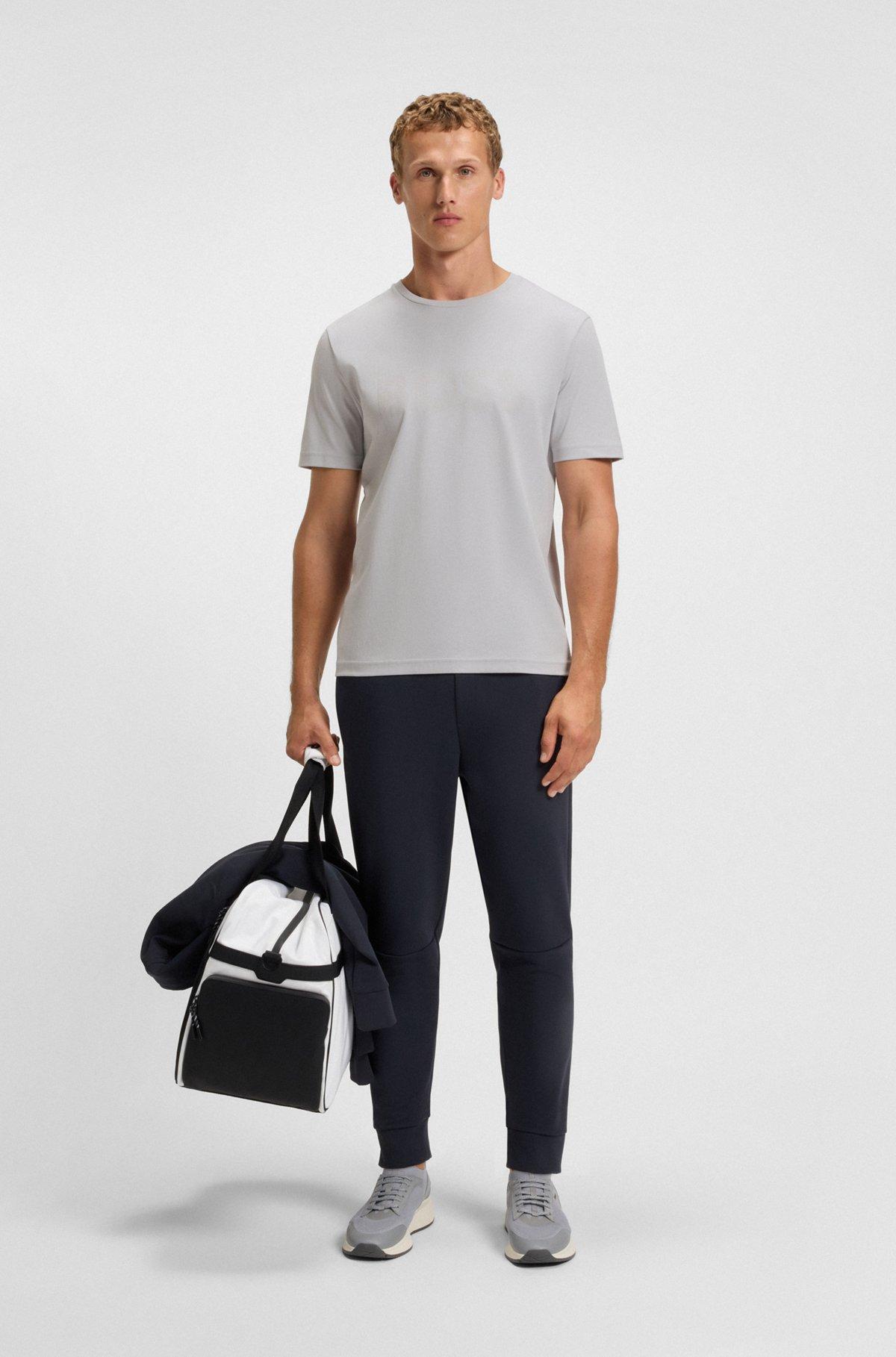 BOSS - Pima-cotton T-shirt with gloss logo - Light Grey Product Image