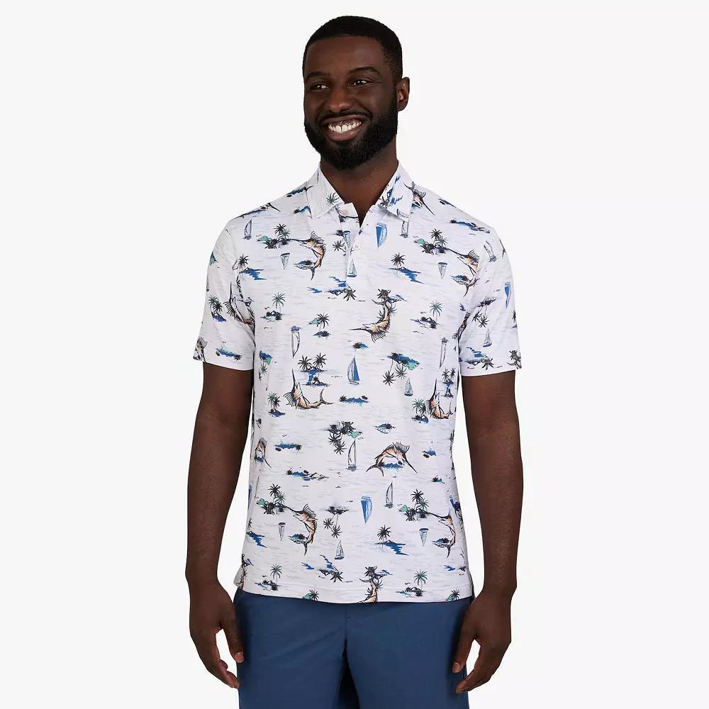 Men's Chaps Short Sleeve Printed Performance Polo, Size: XL, White Sailfish Product Image