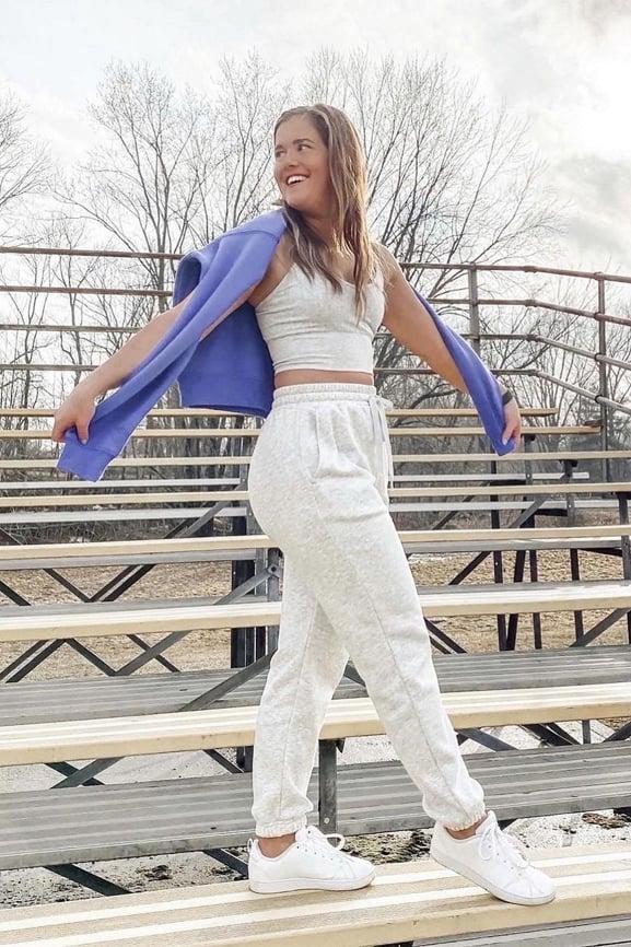 Fabletics Eco Go-To Sweatpant Womens Light Grey Heather Size XS Product Image