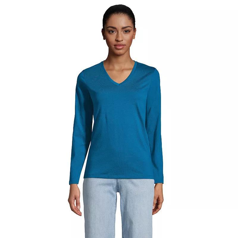 Petite Lands End Supima Cotton Relaxed V-Neck Tee, Womens Product Image