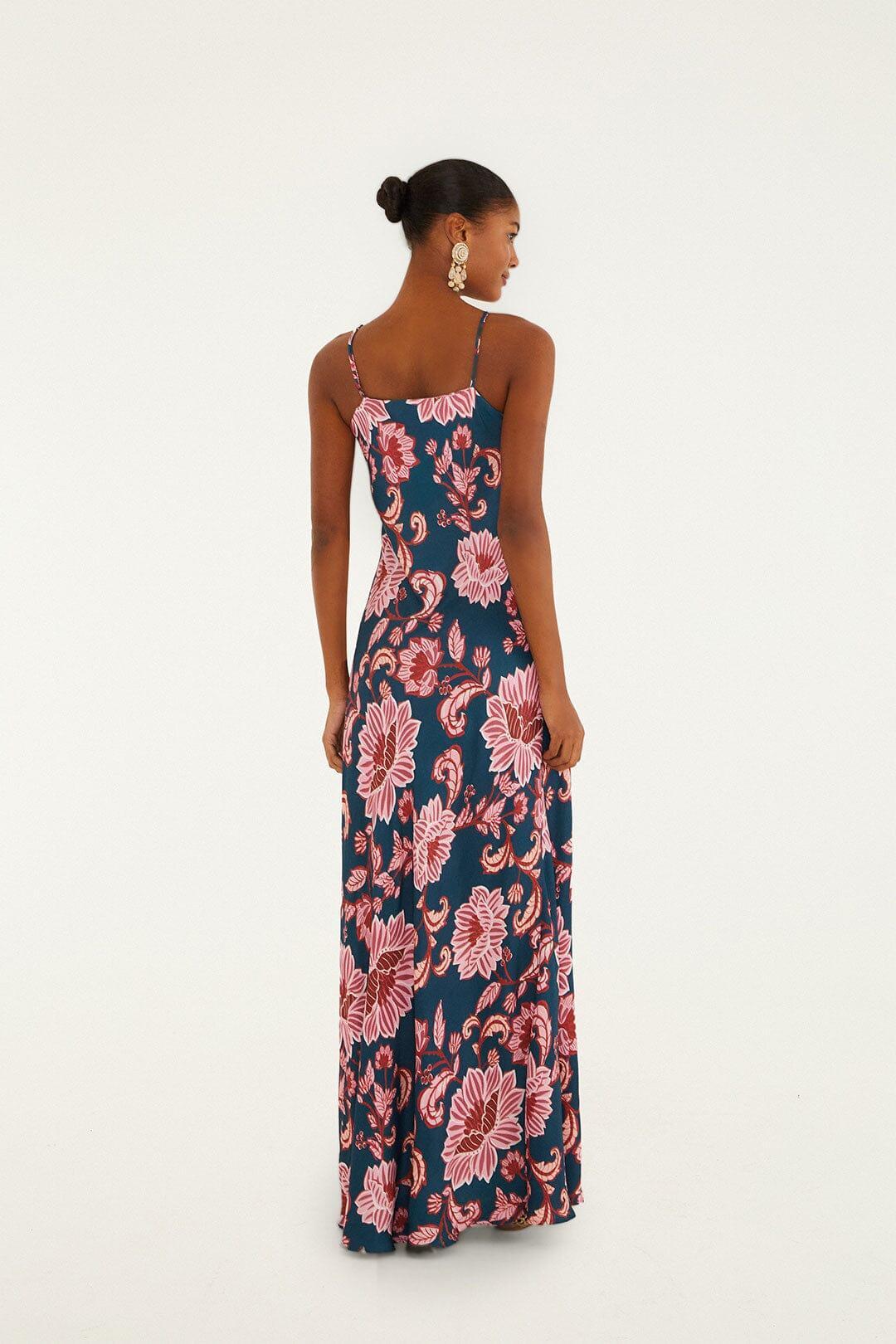 Dark Blue Flower Delicacy Slip Lenzing™ Maxi Dress Product Image
