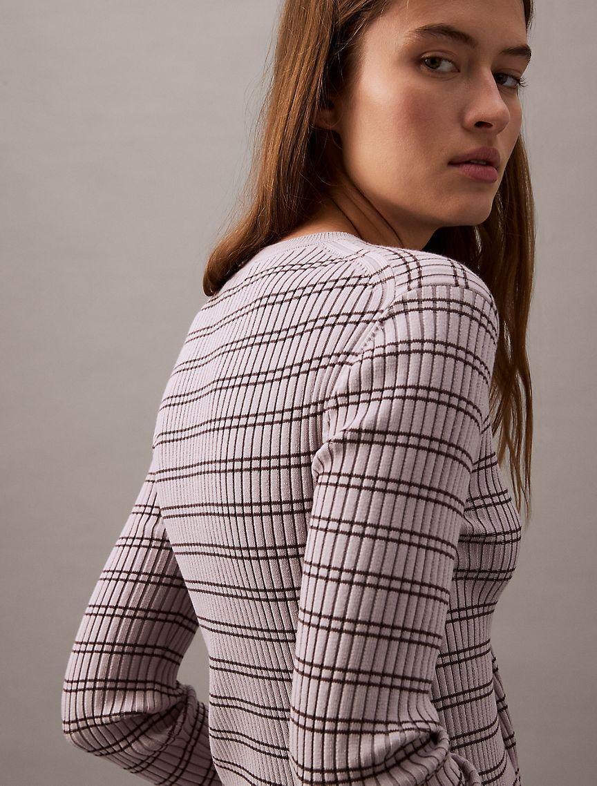 Smooth Cotton Rib Stripe Sweater Product Image