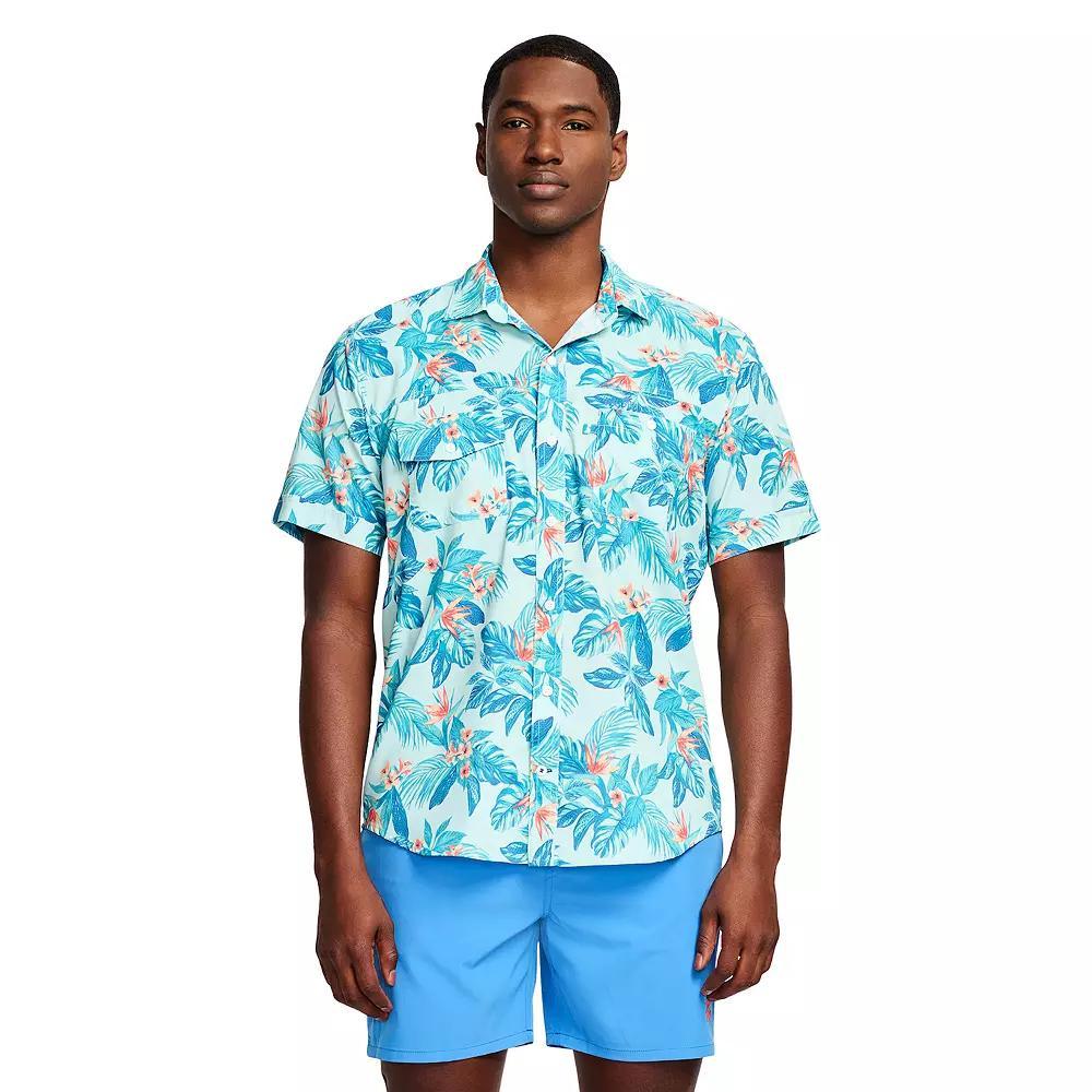 Men's IZOD Sunshield Performance Short Sleeve Button Down Shirt, Size: XXL, Blue Orange Flowers Product Image