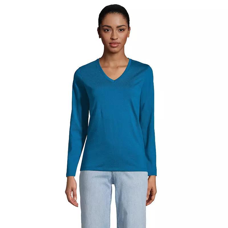Petite Lands End Supima Cotton Relaxed V-Neck Tee, Womens Product Image