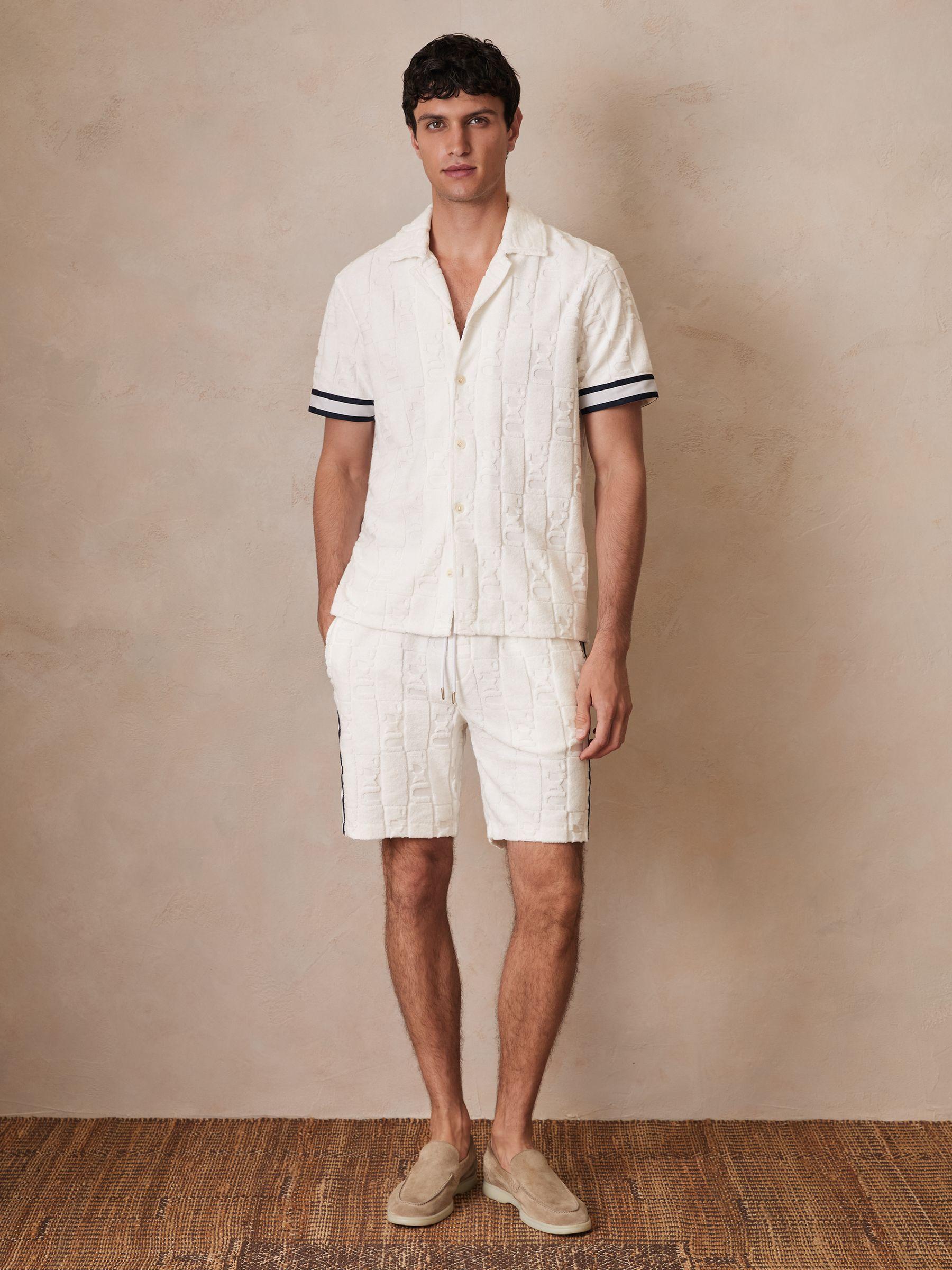 Reiss | Ché Towelling Monogram Shirt in White Product Image