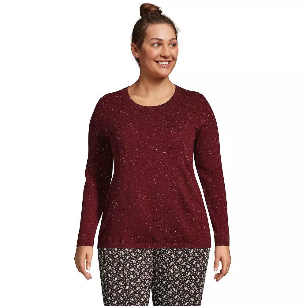 Plus Size Lands' End Crewneck Cashmere Sweater, Women's, Size: 2XL, Red Donegal Product Image