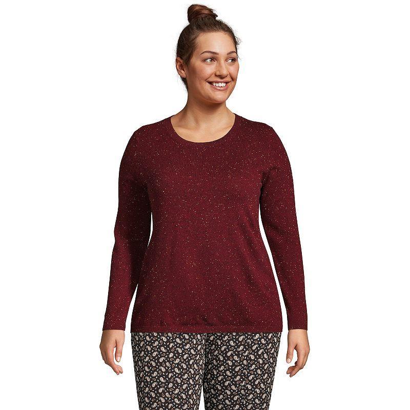 Plus Size Lands' End Crewneck Cashmere Sweater, Women's, Size: 2XL, Red Donegal Product Image