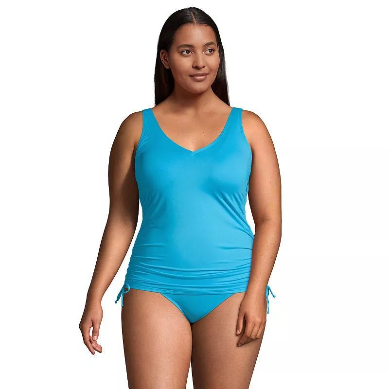Womens Lands End Ruched UPF 50 Underwire DD-Cup Tankini Swim Top Deep Blue Product Image