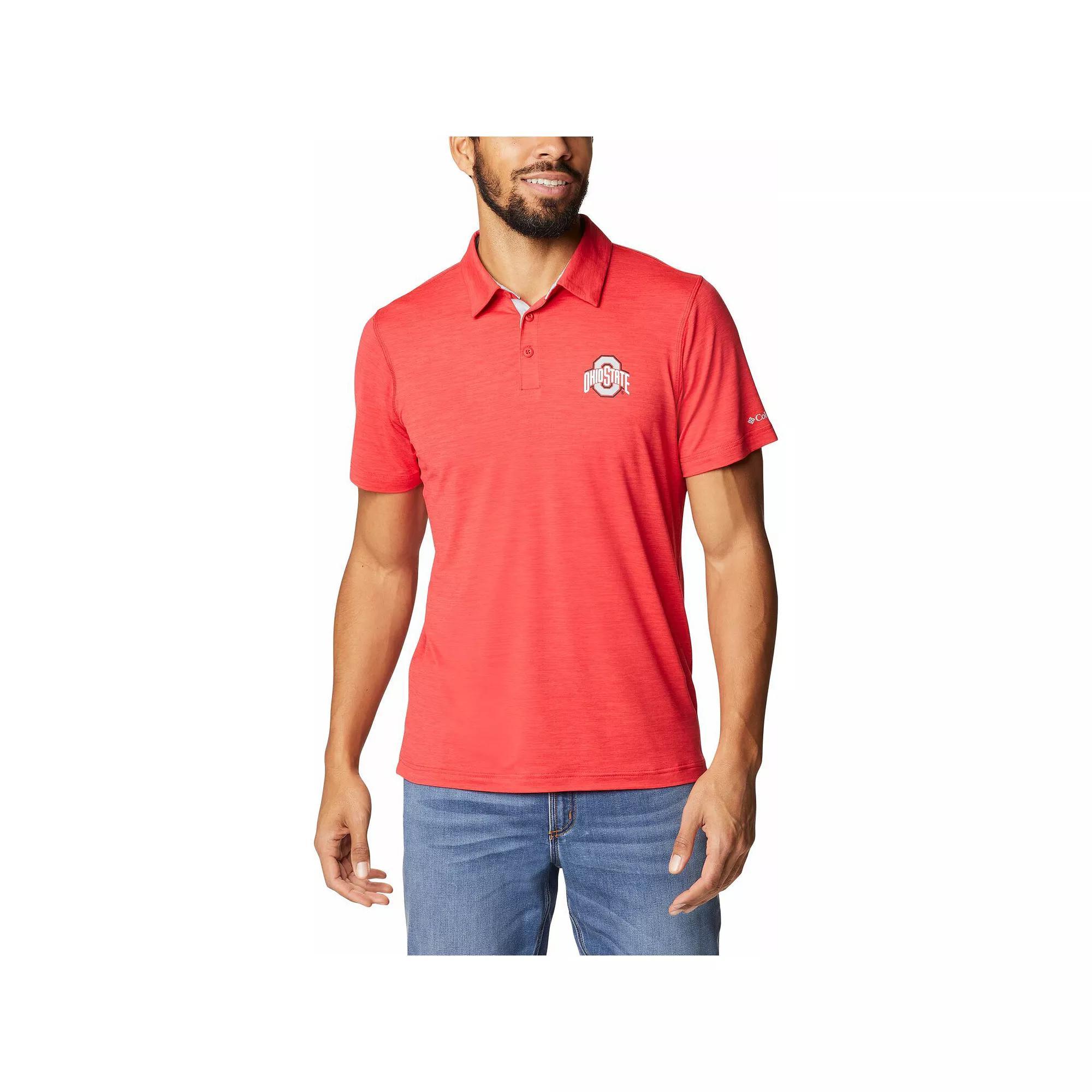 Men's Columbia Scarlet Ohio State Buckeyes Tech Trail Space Dye Omni-Shade Polo, Size: Small, Red Product Image
